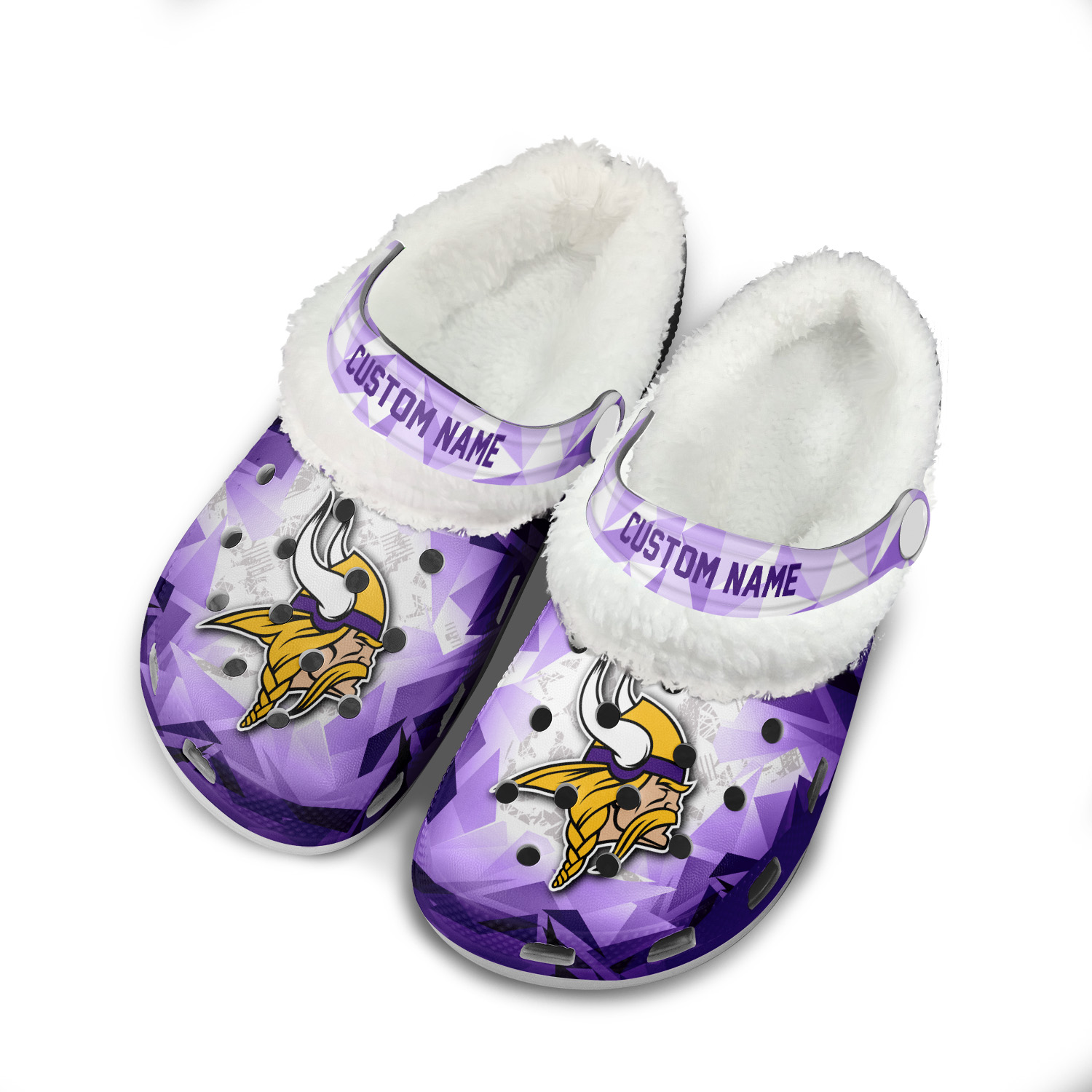Footwearmerch Minnesota Vikings NFL Crocs Crocband Fleece Lined Clogs Shoes Comfortable For Men Women and Kids In Winter