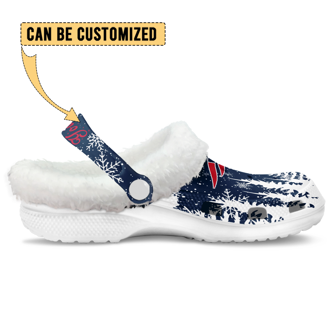 Footwearmerch New England Patriots NFL Crocs Crocband Fleece Lined Clogs Shoes Comfortable For Men Women and Kids In Winter