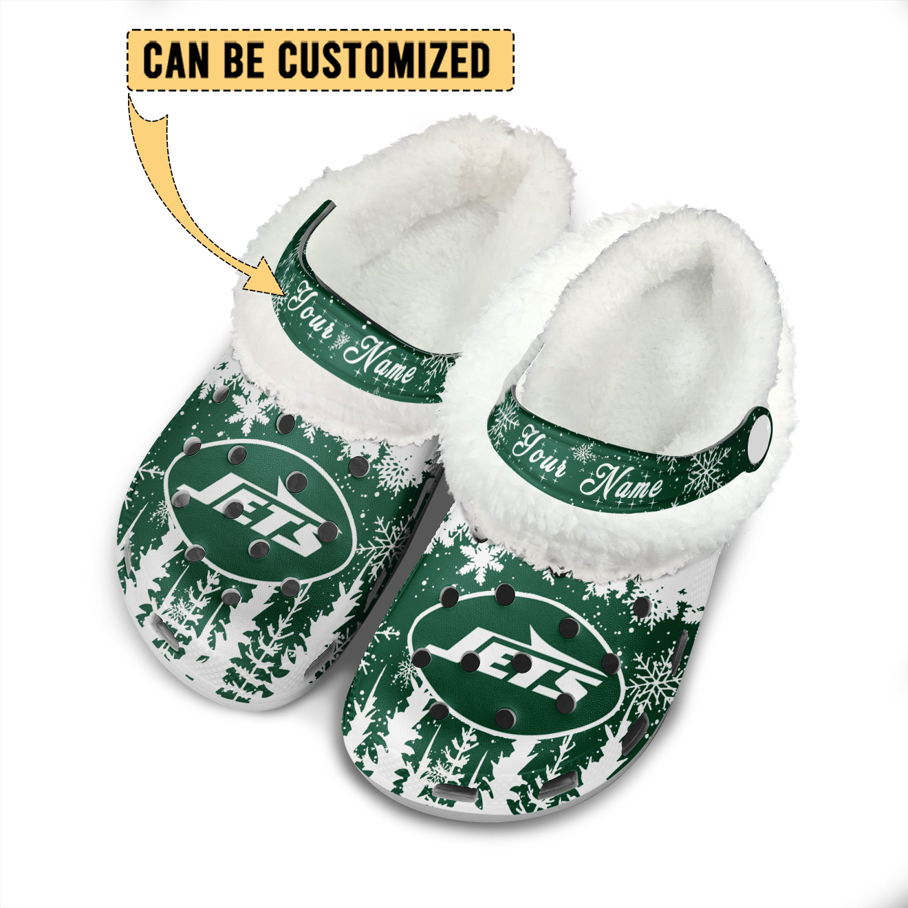 Footwearmerch New York Jets NFL Crocs Crocband Fleece Lined Clogs Shoes Comfortable For Men Women and Kids In Winter