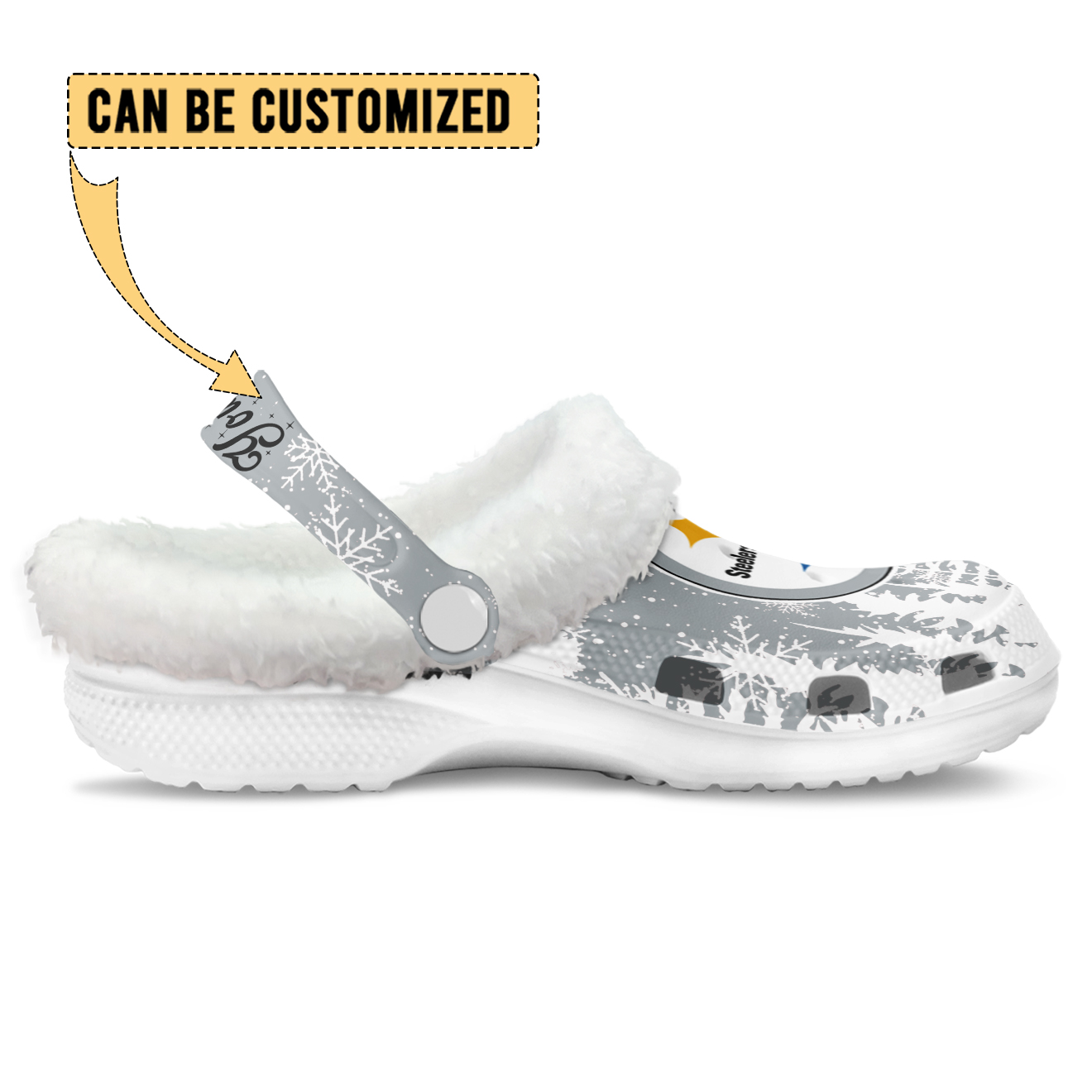 Footwearmerch Pittsburgh Steelers NFL Crocs Crocband Fleece Lined Clogs Shoes Comfortable For Men Women and Kids In Winter