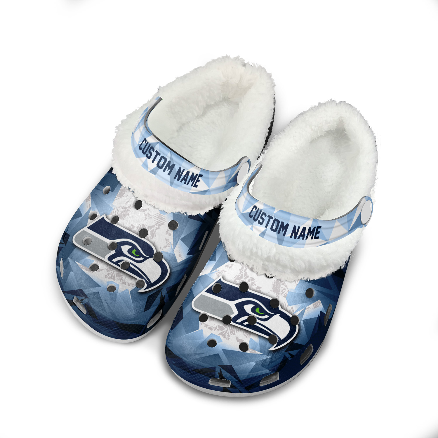 Footwearmerch Seattle Seahawks NFL Crocs Crocband Fleece Lined Clogs Shoes Comfortable For Men Women and Kids In Winter