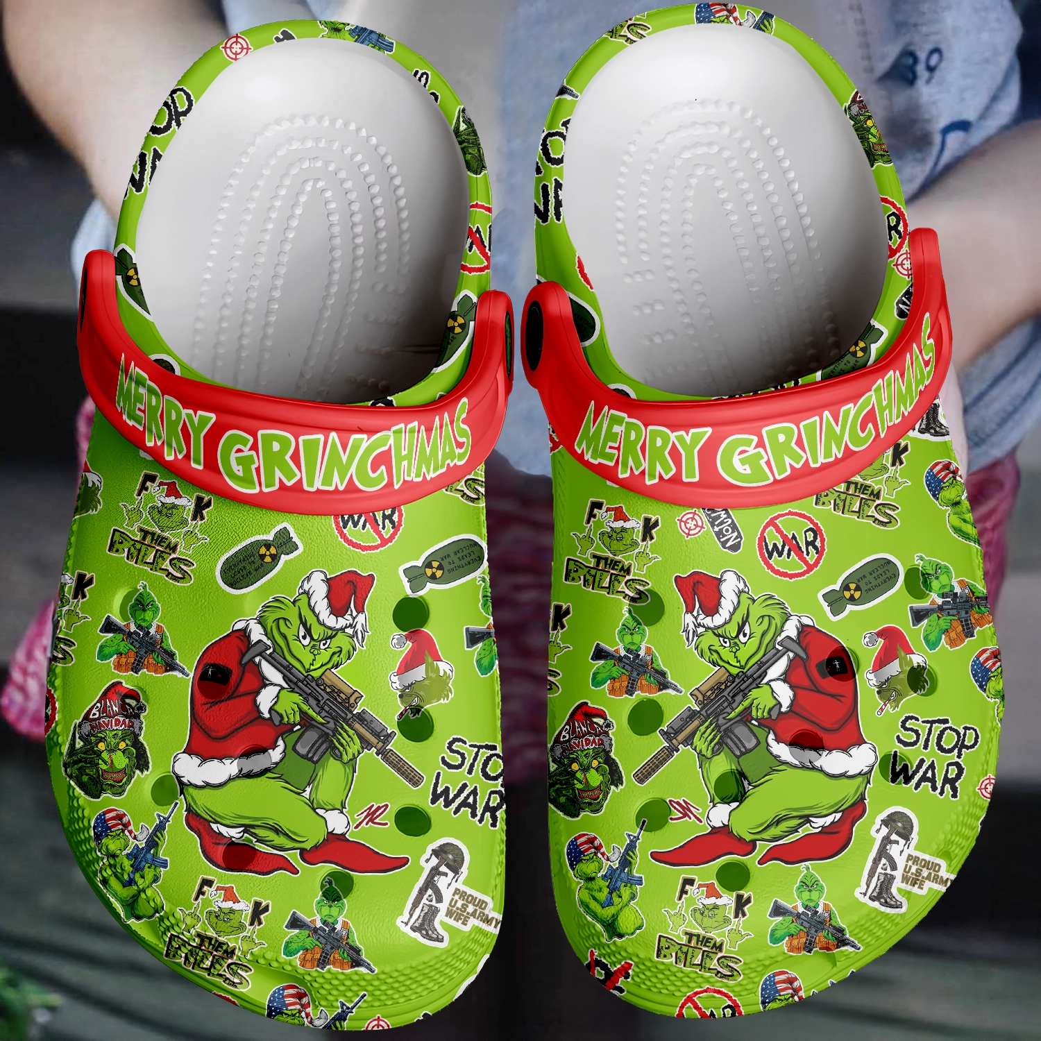 Footwearmerch The Grinch Movie Crocs Crocband Clogs Shoes Comfortable For Men Women and Kids