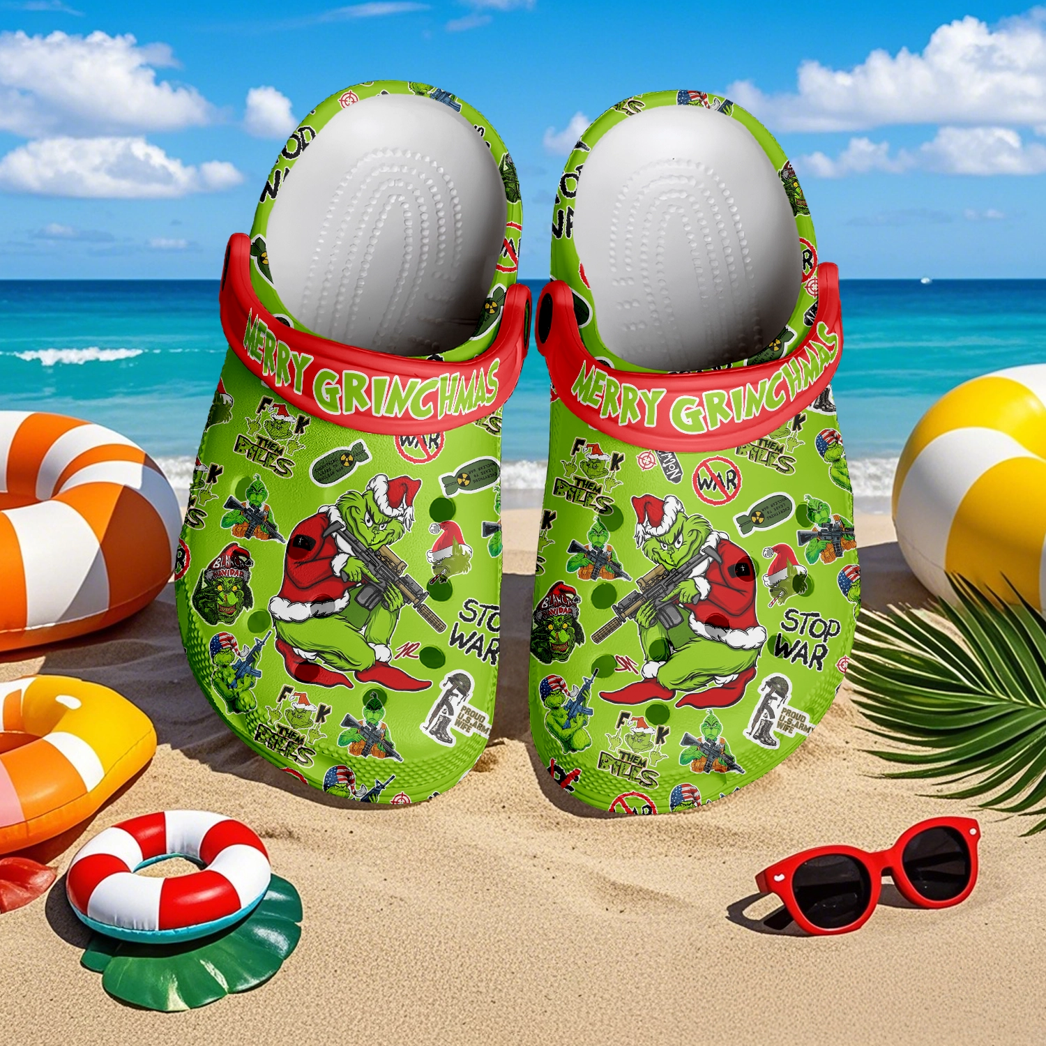 Footwearmerch The Grinch Movie Crocs Crocband Clogs Shoes Comfortable For Men Women and Kids