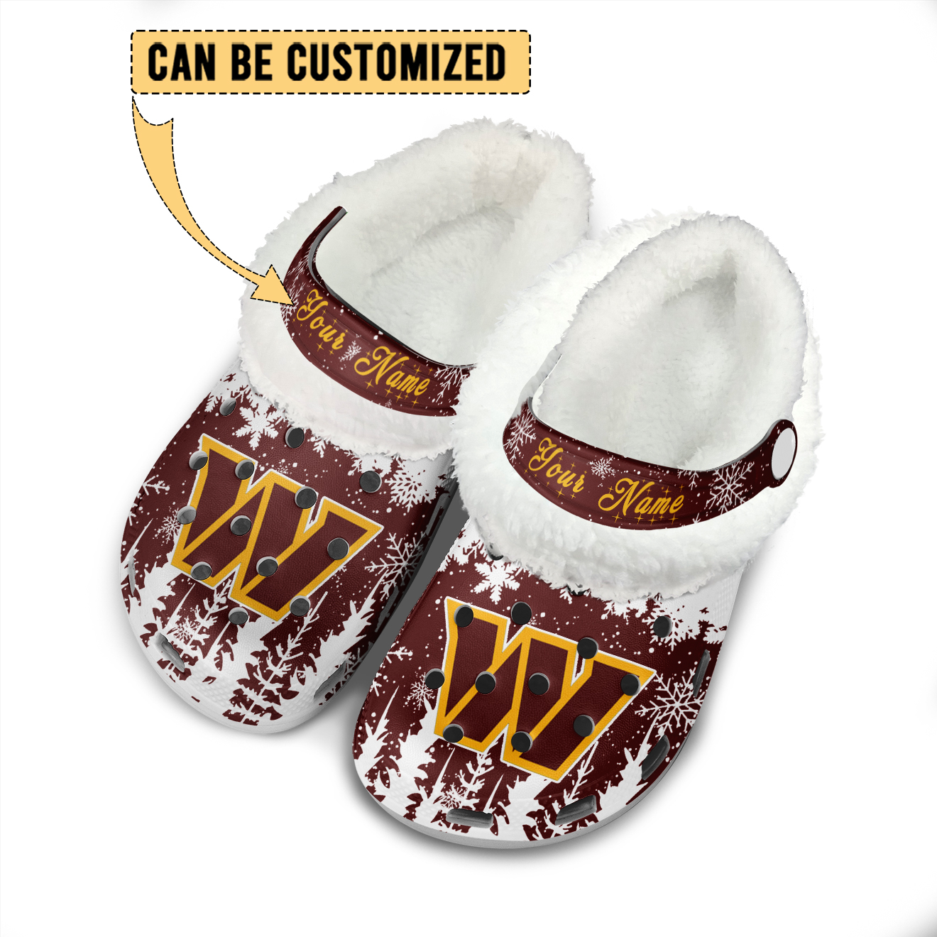 Footwearmerch Washington Commanders NFL Crocs Crocband Fleece Lined Clogs Shoes Comfortable For Men Women and Kids In Winter