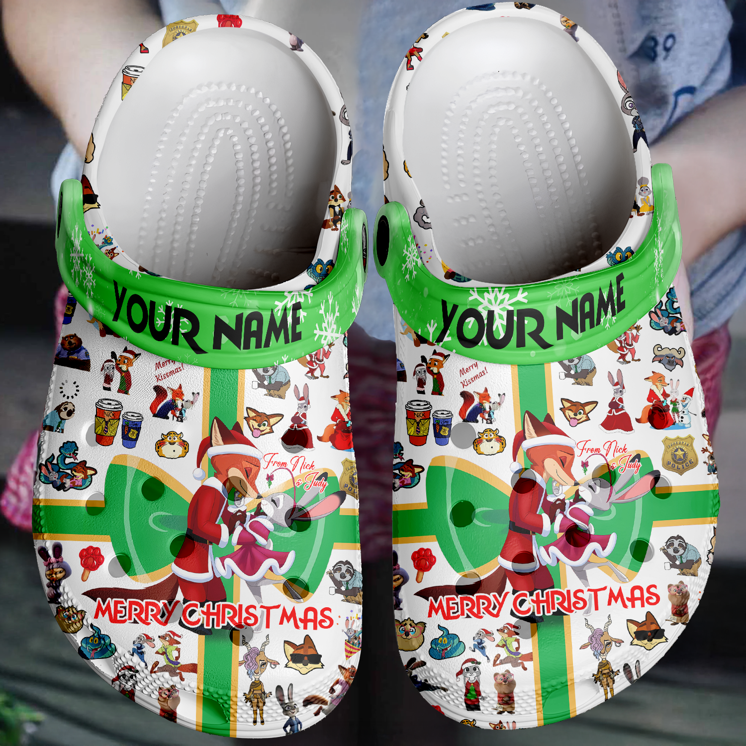 Footwearmerch Zootopia x Christmas Zootopia x Christmas Crocs Crocband Clogs Shoes Comfortable For Men Women and Kids