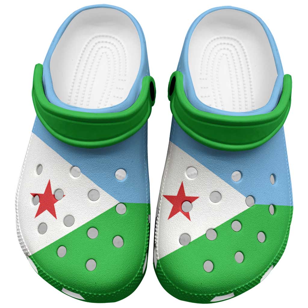Footwearmerch African Proud Djibouti Flag Crocs Crocband Clogs Shoes Comfortable For Men Women and Kids