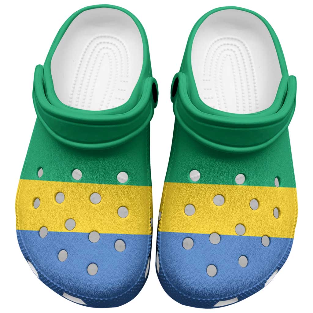 Footwearmerch African Proud Gabon Flag Crocs Crocband Clogs Shoes Comfortable For Men Women and Kids