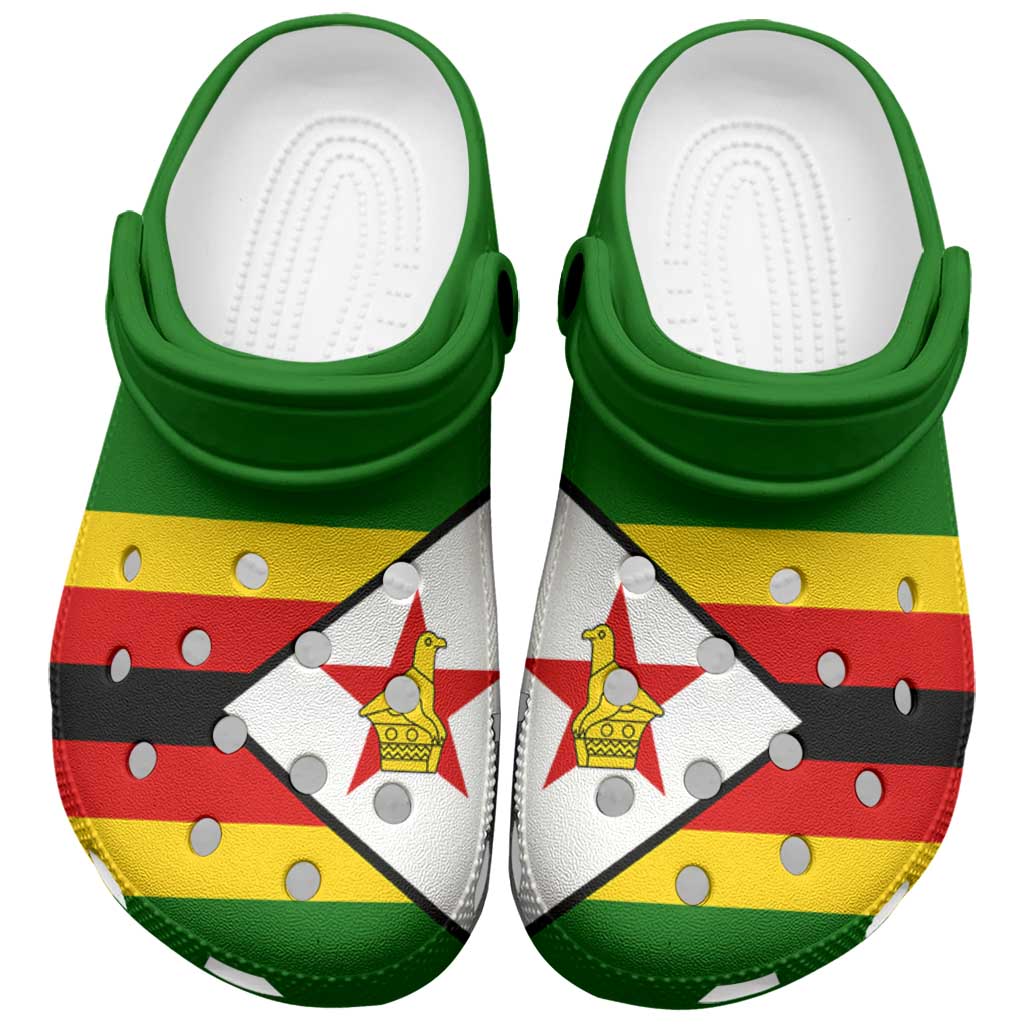 Footwearmerch African Proud Zimbabwe Flag Crocs Crocband Clogs Shoes Comfortable For Men Women and Kids