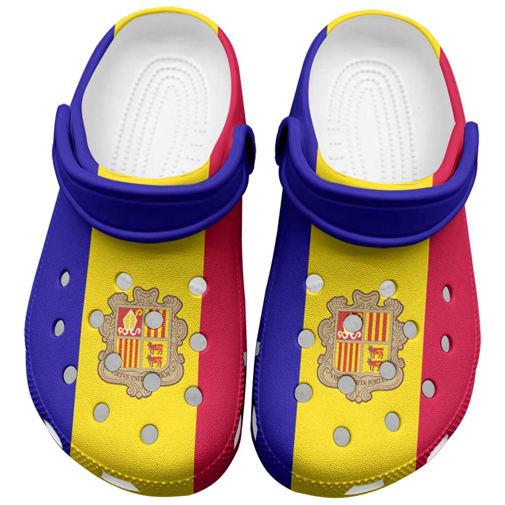 Footwearmerch Andorra Flag Crocs Crocband Clogs Shoes Comfortable For Men Women and Kids