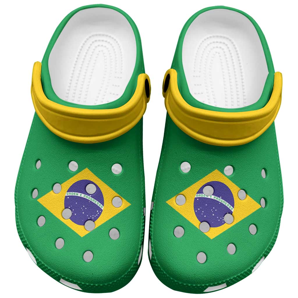 Footwearmerch Brazil Flag Crocs Crocband Clogs Shoes Comfortable For Men Women and Kids