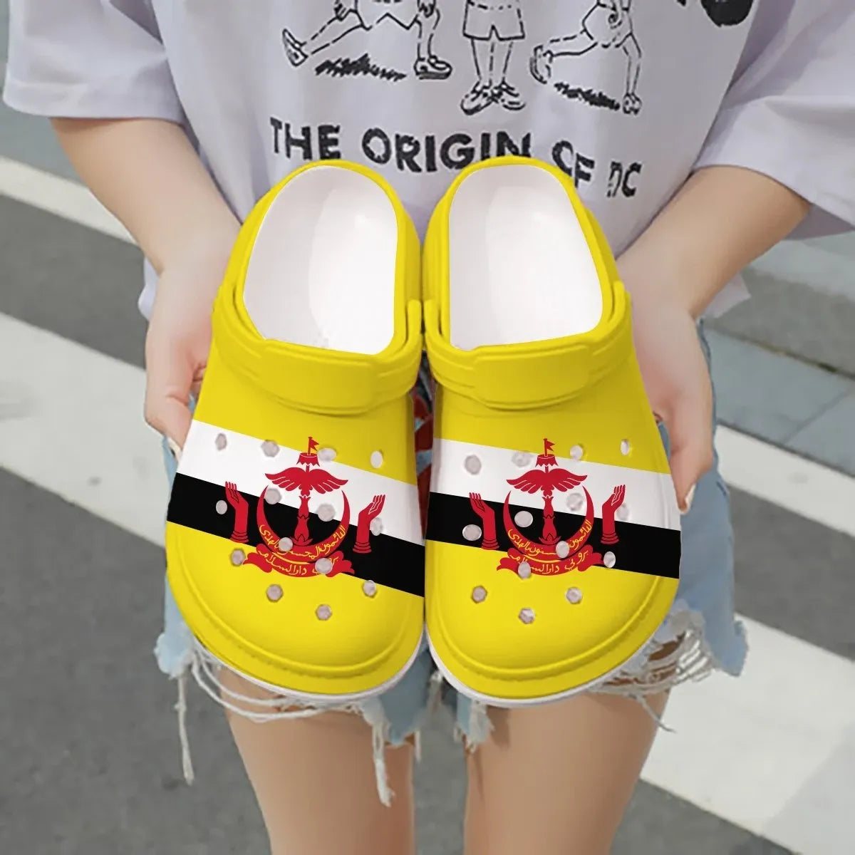 Footwearmerch Brunei Flag Crocs Crocband Clogs Shoes Comfortable For Men Women and Kids