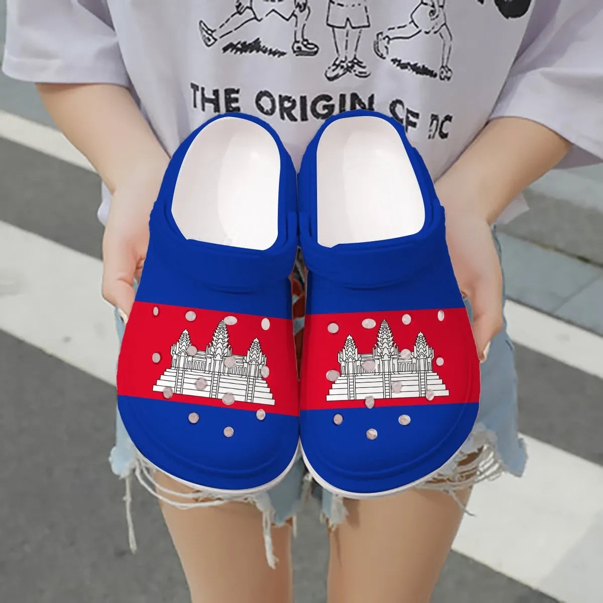 Footwearmerch Cambodia Flag Crocs Crocband Clogs Shoes Comfortable For Men Women and Kids