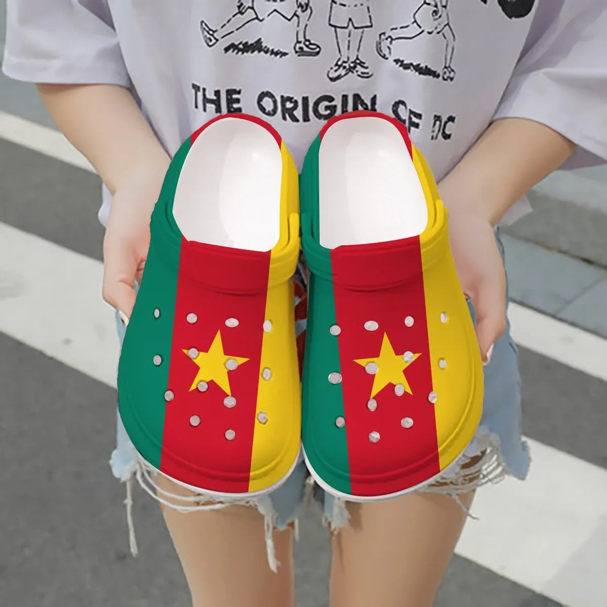 Footwearmerch Cameroon Flag Crocs Crocband Clogs Shoes Comfortable For Men Women and Kids