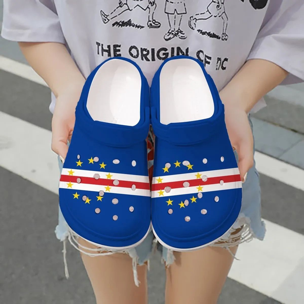 Footwearmerch Cape Verde Flag Crocs Crocband Clogs Shoes Comfortable For Men Women and Kids