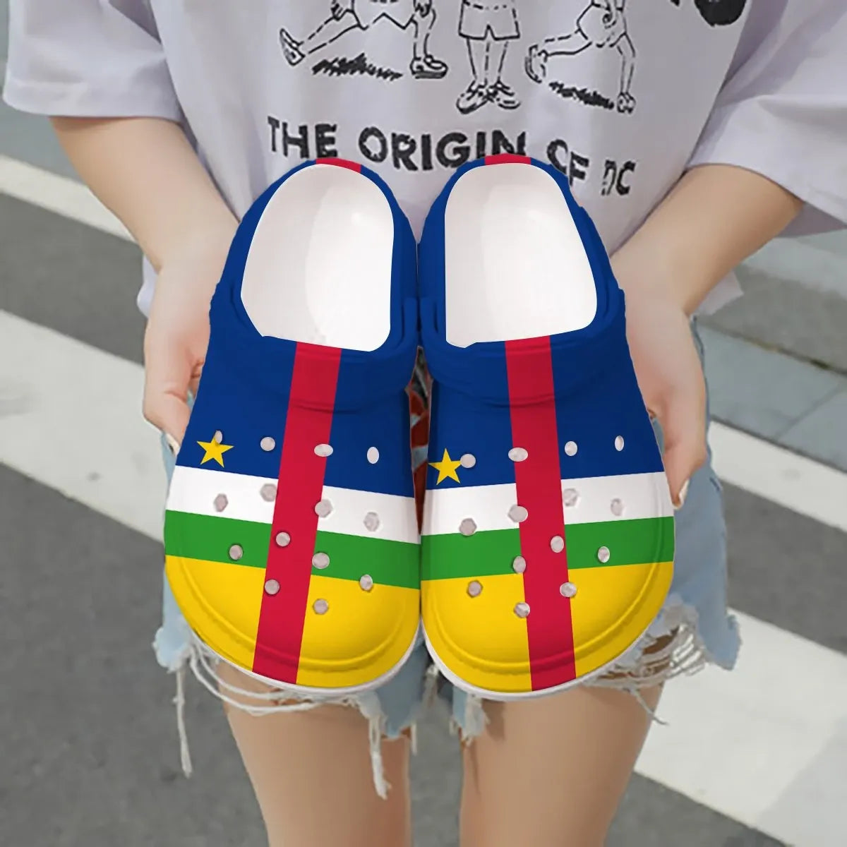 Footwearmerch Central African Flag Crocs Crocband Clogs Shoes Comfortable For Men Women and Kids