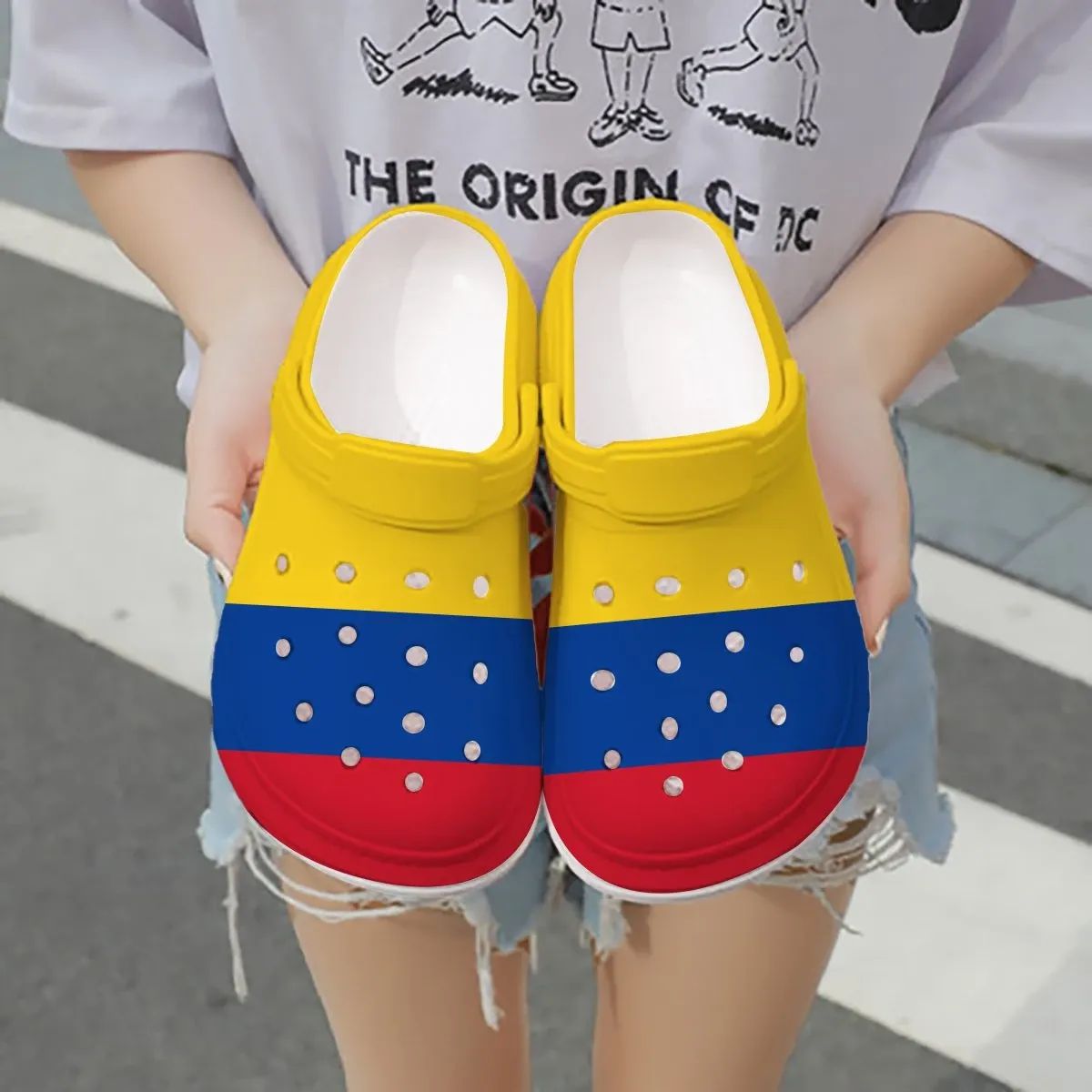 Footwearmerch Colombia Flag Crocs Crocband Clogs Shoes Comfortable For Men Women and Kids