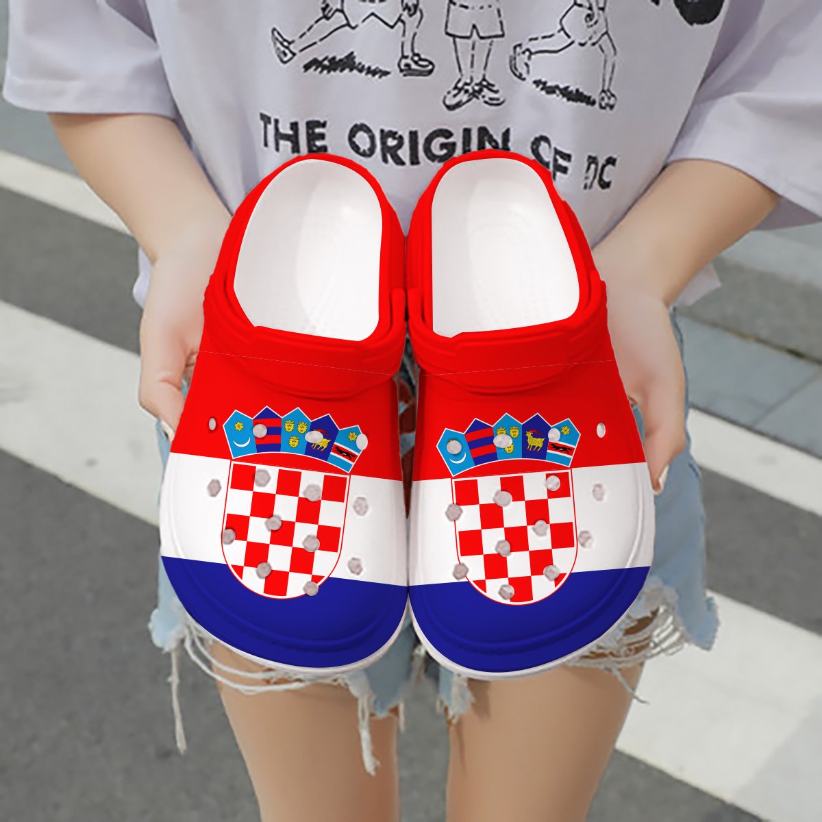 Footwearmerch Croatia Flag Crocs Crocband Clogs Shoes Comfortable For Men Women and Kids