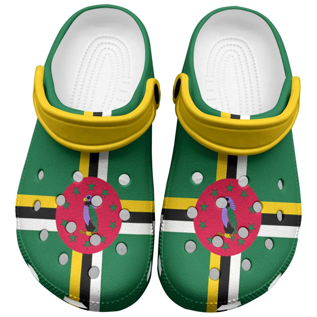 Footwearmerch Dominica Flag Crocs Crocband Clogs Shoes Comfortable For Men Women and Kids