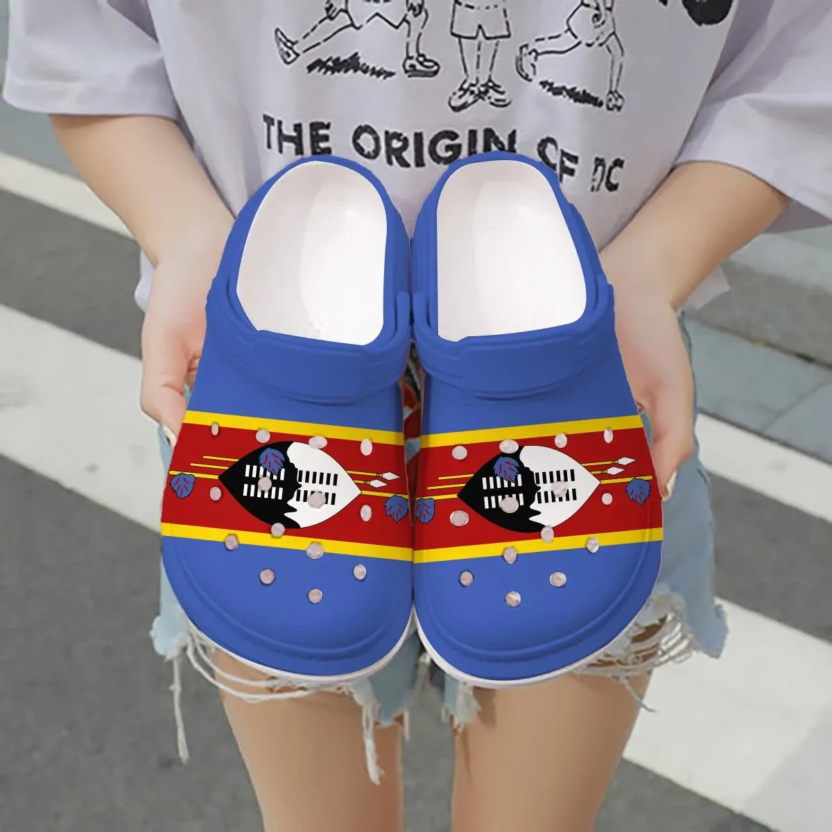 Footwearmerch Eswatini Flag Crocs Crocband Clogs Shoes Comfortable For Men Women and Kids