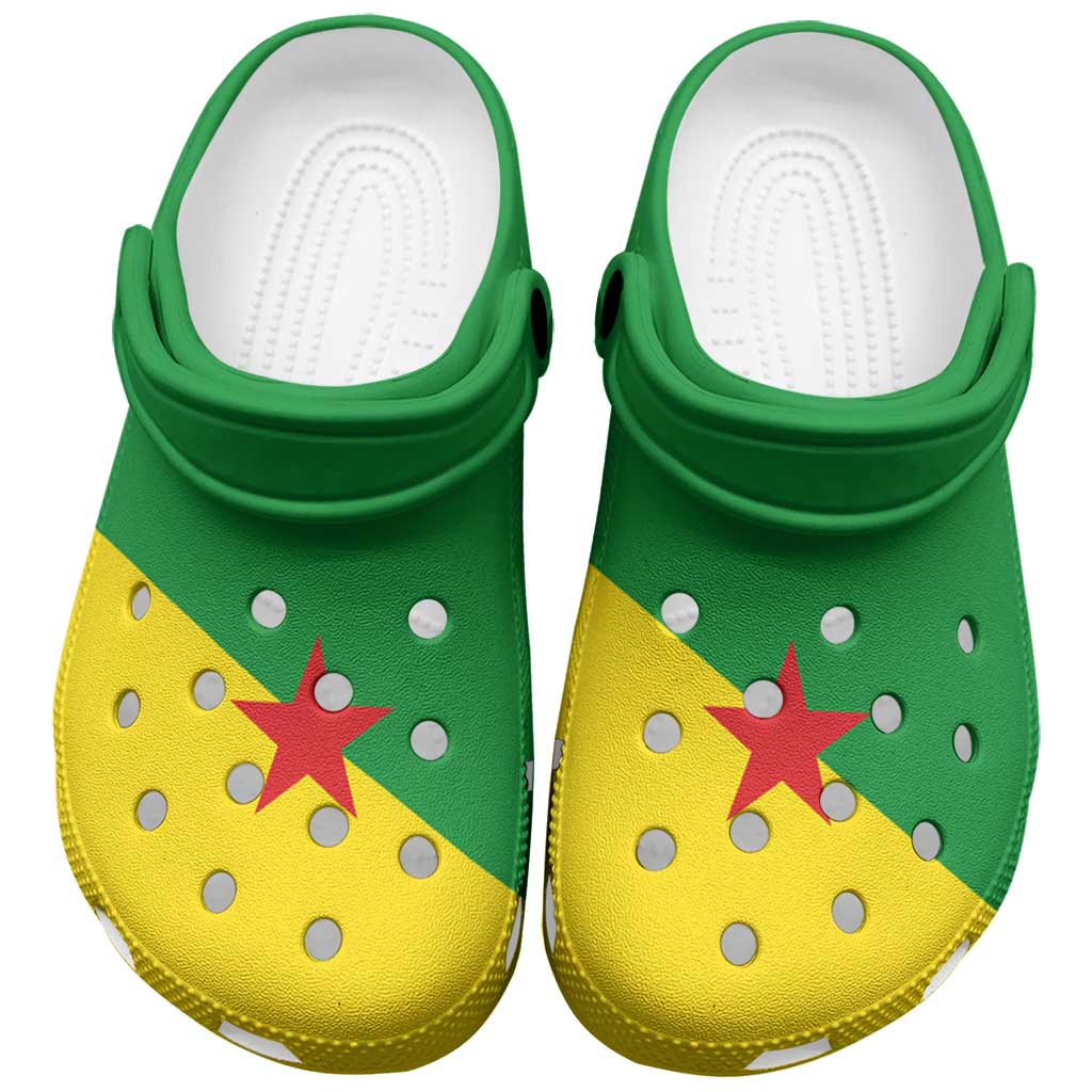 Footwearmerch French Guiana Flag Crocs Crocband Clogs Shoes Comfortable For Men Women and Kids
