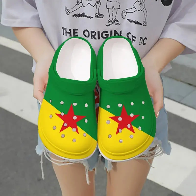 Footwearmerch French Guiana Flag Crocs Crocband Clogs Shoes Comfortable For Men Women and Kids