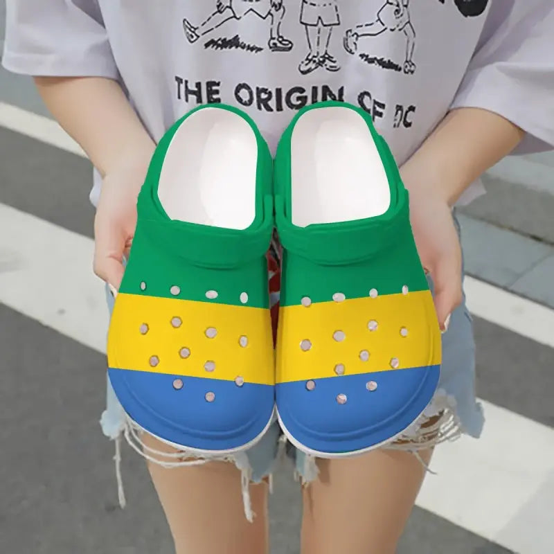 Footwearmerch Gabon Flag Crocs Crocband Clogs Shoes Comfortable For Men Women and Kids