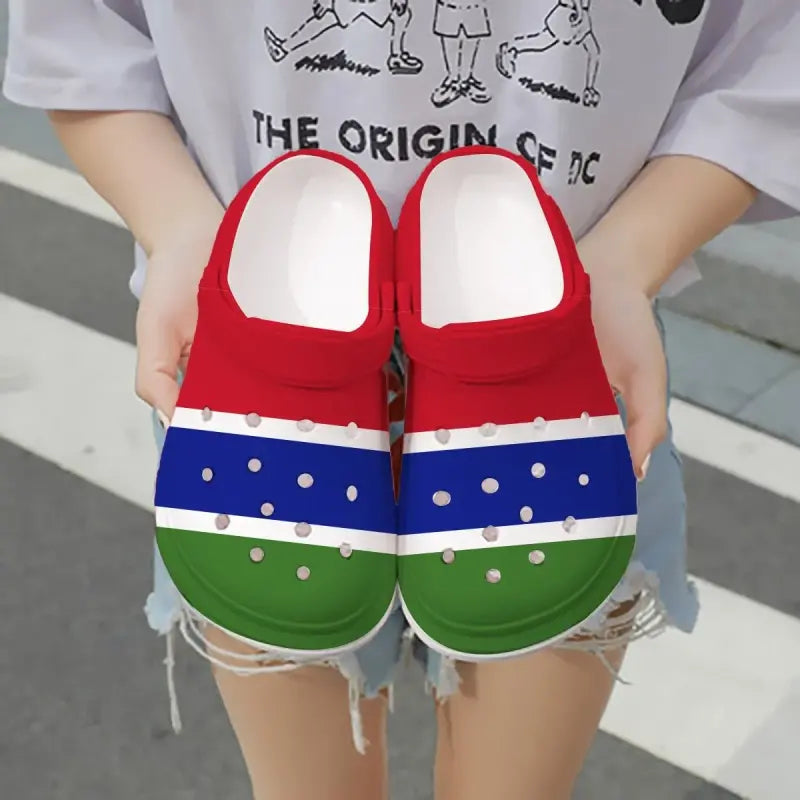 Footwearmerch Gambia Flag Crocs Crocband Clogs Shoes Comfortable For Men Women and Kids