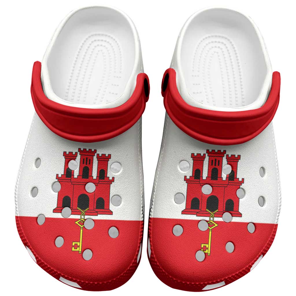 Footwearmerch Gibraltar Flag Crocs Crocband Clogs Shoes Comfortable For Men Women and Kids