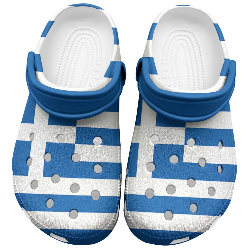 Footwearmerch Greece Flag Crocs Crocband Clogs Shoes Comfortable For Men Women and Kids
