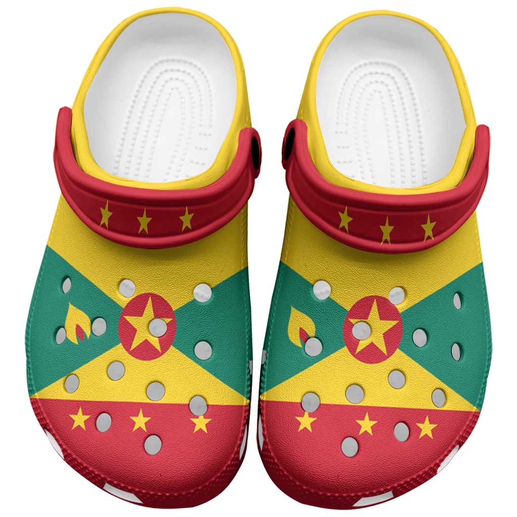 Footwearmerch Grenada Flag Crocs Crocband Clogs Shoes Comfortable For Men Women and Kids