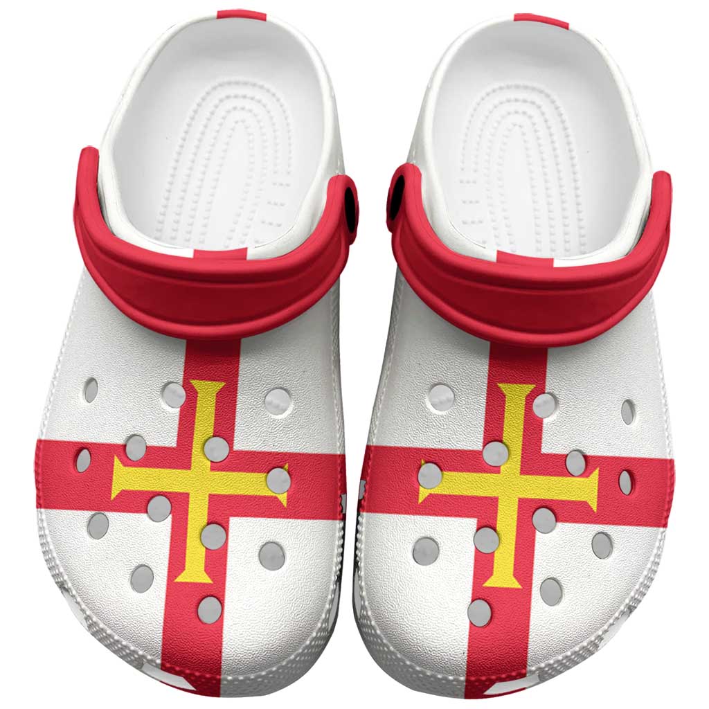Footwearmerch Guernsey Flag Crocs Crocband Clogs Shoes Comfortable For Men Women and Kids