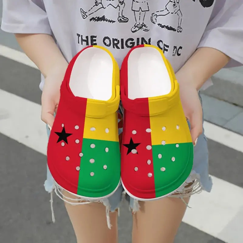 Footwearmerch Guinea - Bissau Flag Crocs Crocband Clogs Shoes Comfortable For Men Women and Kids