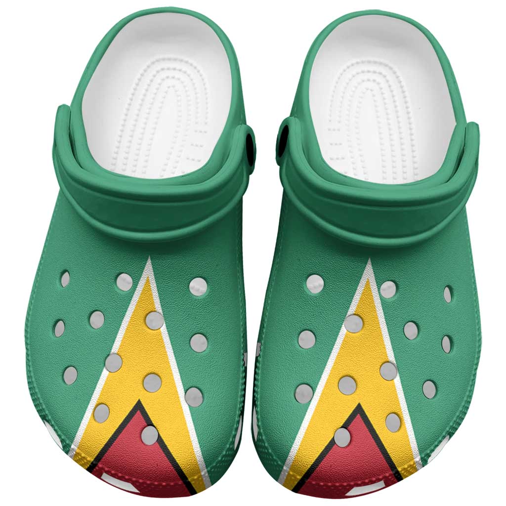 Footwearmerch Guyana Flag Crocs Crocband Clogs Shoes Comfortable For Men Women and Kids