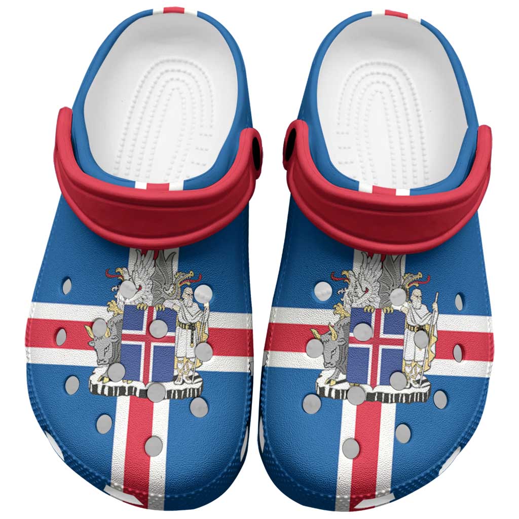 Footwearmerch Iceland Flag Crocs Crocband Clogs Shoes Comfortable For Men Women and Kids