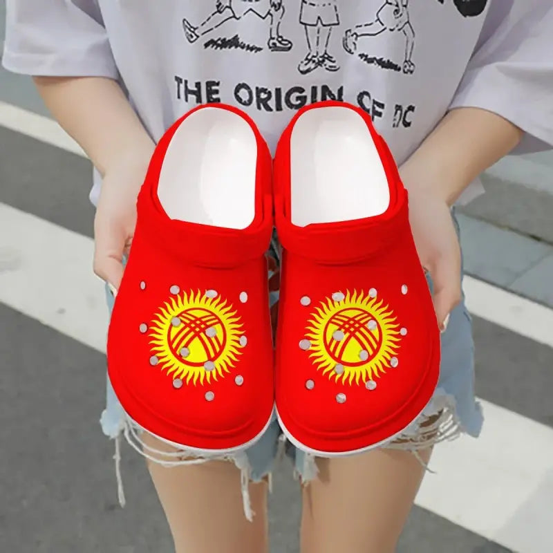 Footwearmerch Kyrgyzstan Flag Crocs Crocband Clogs Shoes Comfortable For Men Women and Kids