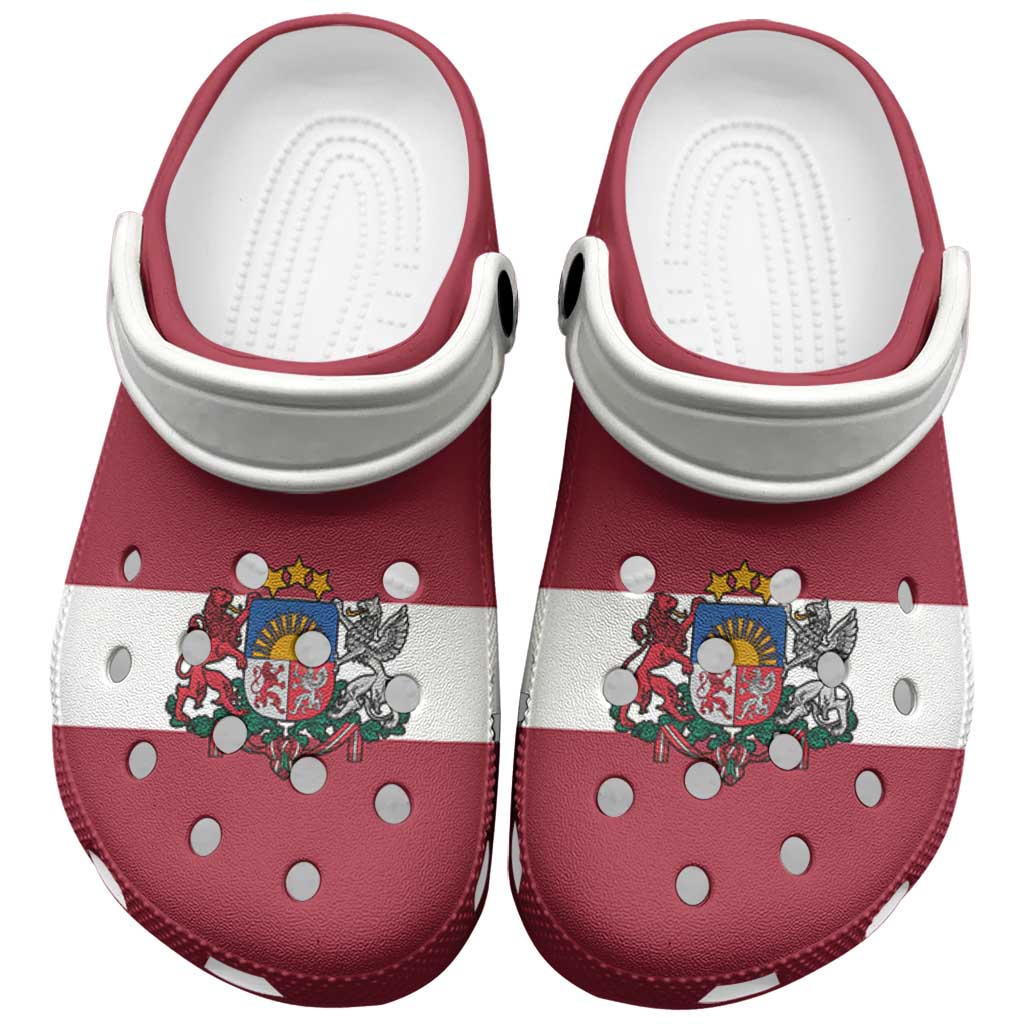 Footwearmerch Latvia Flag Crocs Crocband Clogs Shoes Comfortable For Men Women and Kids