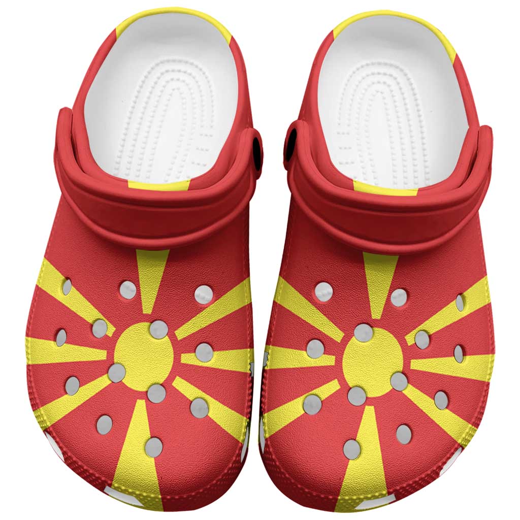 Footwearmerch Macedonia Flag Crocs Crocband Clogs Shoes Comfortable For Men Women and Kids