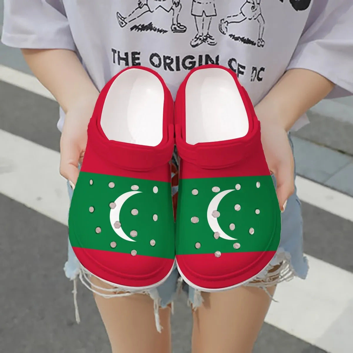 Footwearmerch Maldives Flag Crocs Crocband Clogs Shoes Comfortable For Men Women and Kids