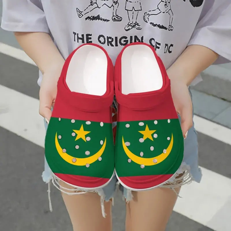 Footwearmerch Mauritania Flag Crocs Crocband Clogs Shoes Comfortable For Men Women and Kids
