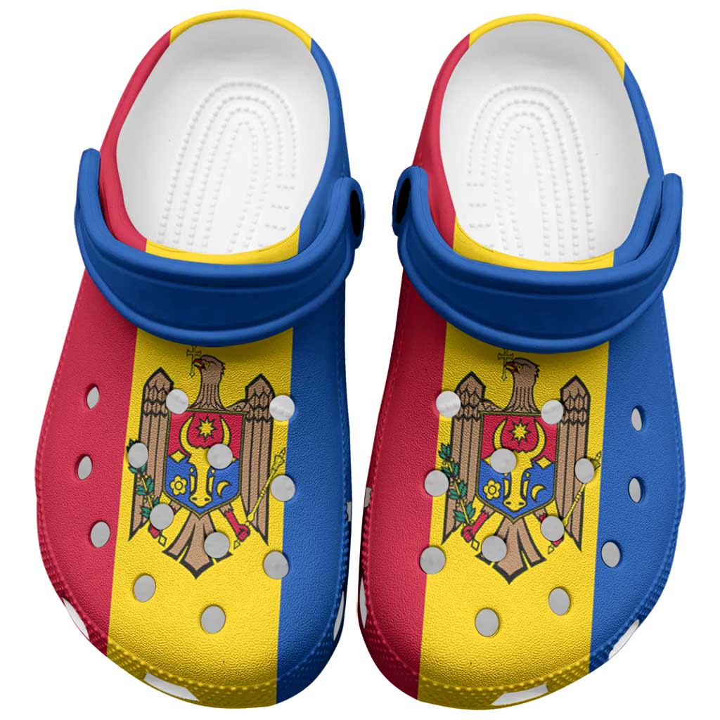 Footwearmerch Moldova Flag Crocs Crocband Clogs Shoes Comfortable For Men Women and Kids