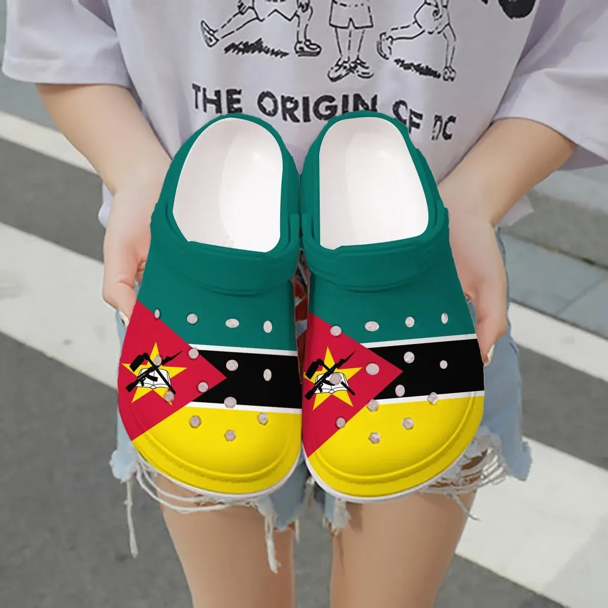Footwearmerch Mozambique Flag Crocs Crocband Clogs Shoes Comfortable For Men Women and Kids