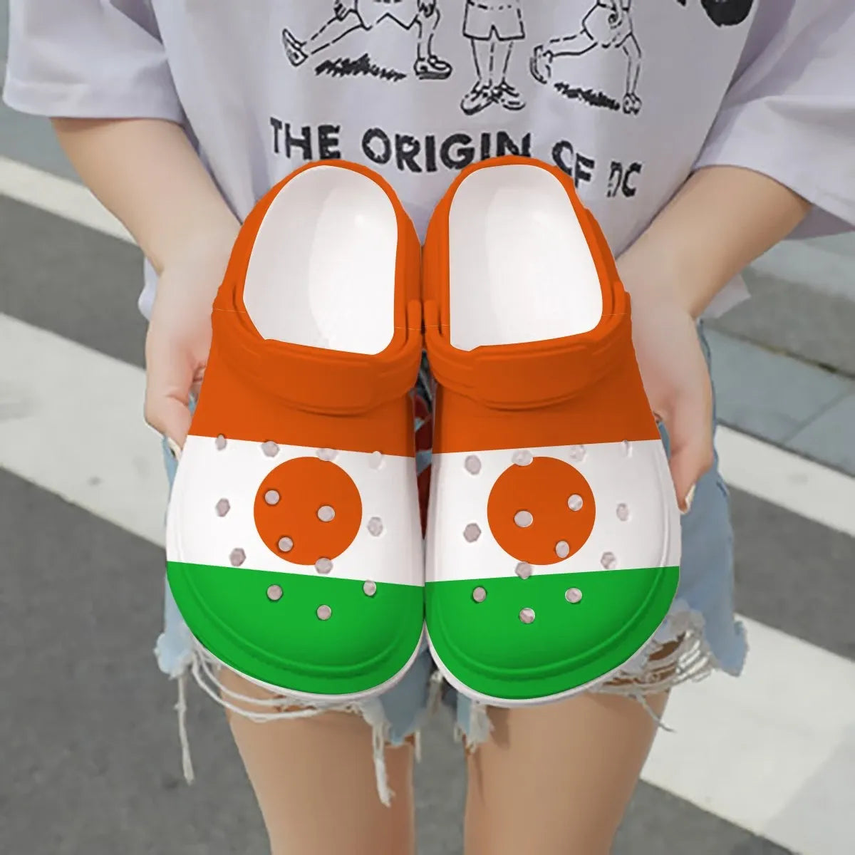 Footwearmerch Niger Flag Crocs Crocband Clogs Shoes Comfortable For Men Women and Kids