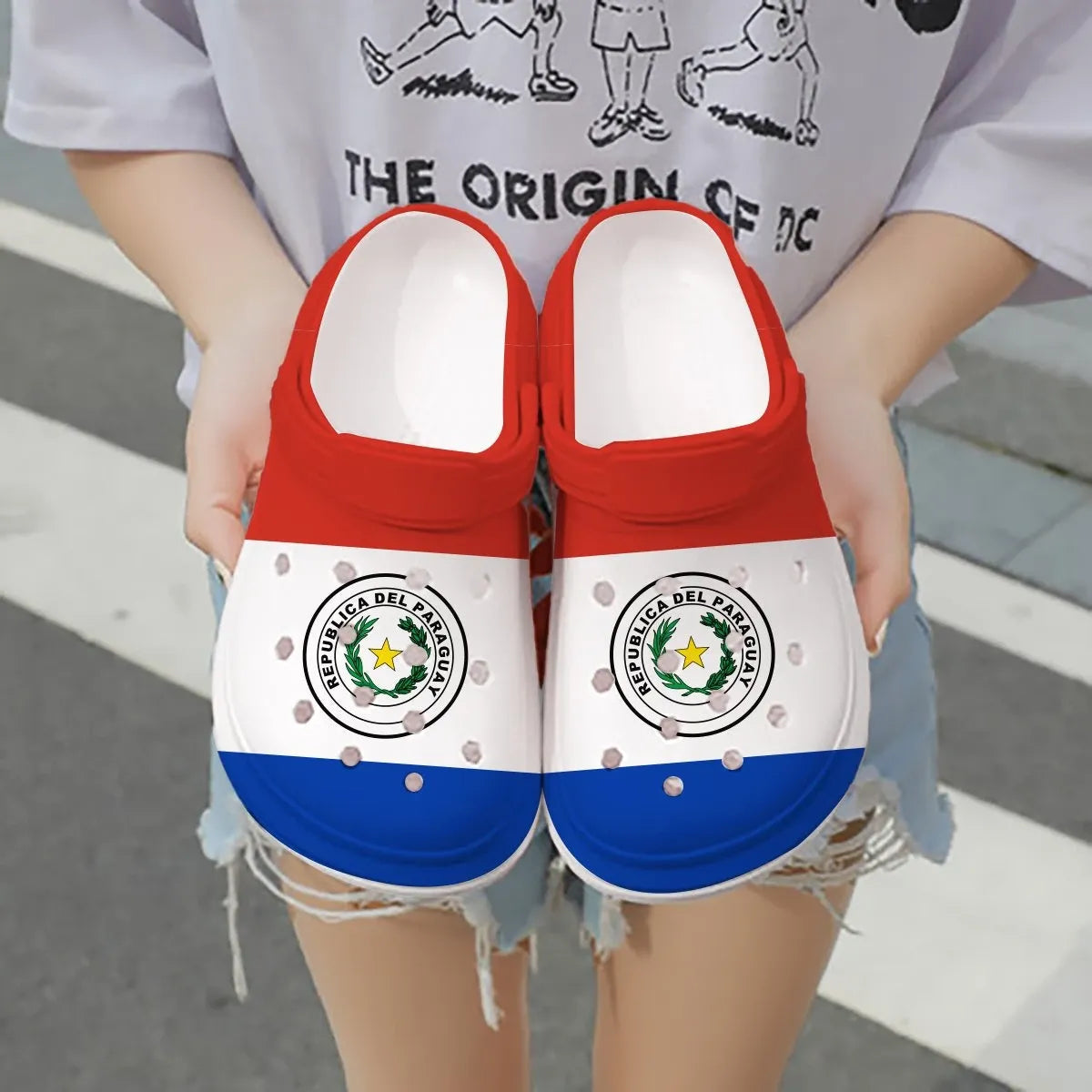 Footwearmerch Paraguay Flag Crocs Crocband Clogs Shoes Comfortable For Men Women and Kids