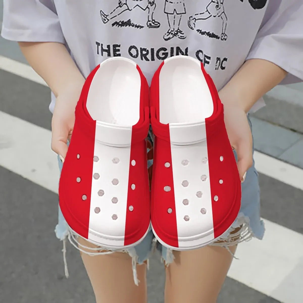 Footwearmerch Peru Flag Crocs Crocband Clogs Shoes Comfortable For Men Women and Kids