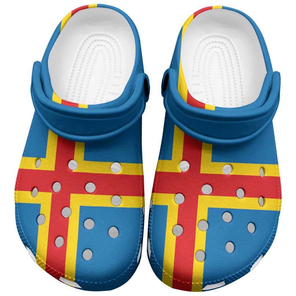 Footwearmerch Region of Aland Flag Crocs Crocband Clogs Shoes Comfortable For Men Women and Kids