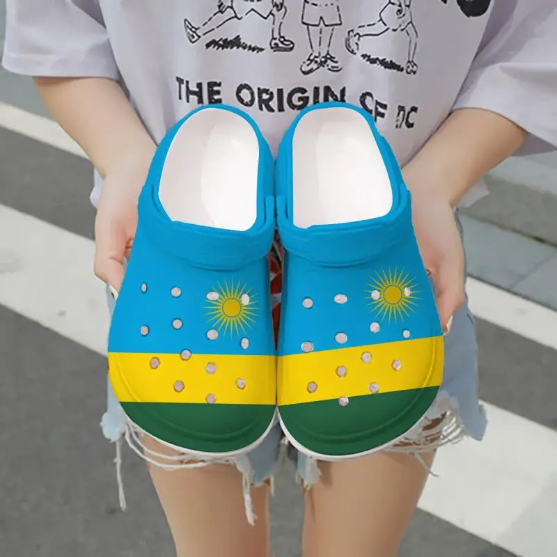 Footwearmerch Rwanda Flag Crocs Crocband Clogs Shoes Comfortable For Men Women and Kids