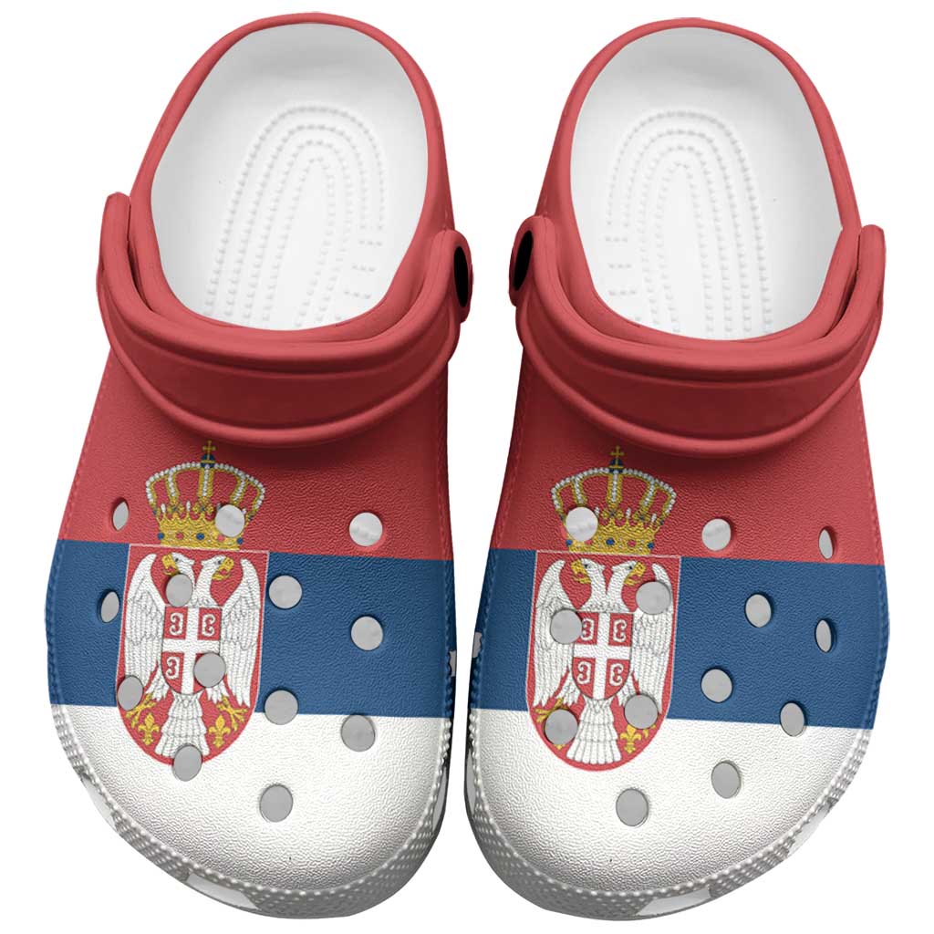Footwearmerch Serbia Flag Crocs Crocband Clogs Shoes Comfortable For Men Women and Kids