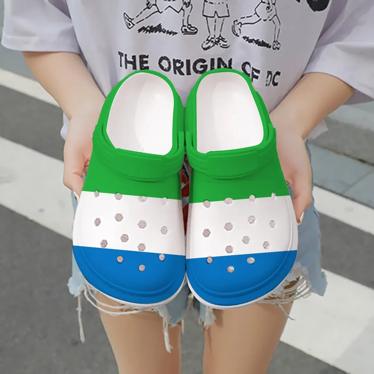 Footwearmerch Sierra Leone Flag Crocs Crocband Clogs Shoes Comfortable For Men Women and Kids