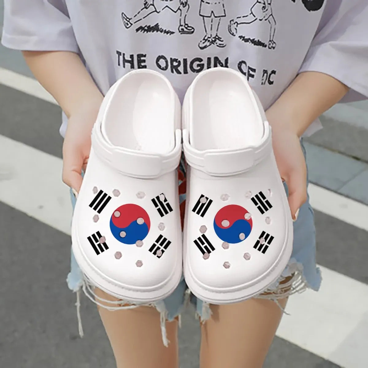 Footwearmerch South Korea Flag Crocs Crocband Clogs Shoes Comfortable For Men Women and Kids