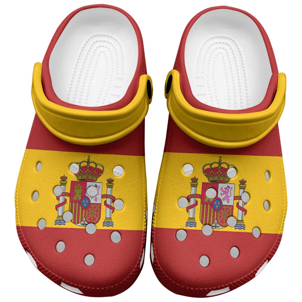 Footwearmerch Spain Flag Crocs Crocband Clogs Shoes Comfortable For Men Women and Kids